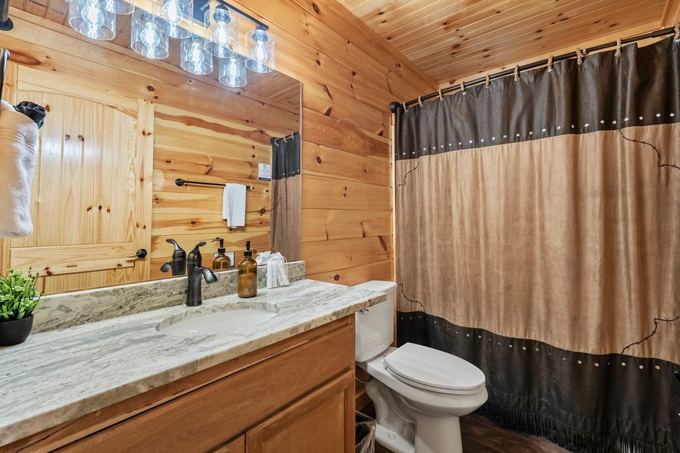 Bathroom vanity with pendant lights
