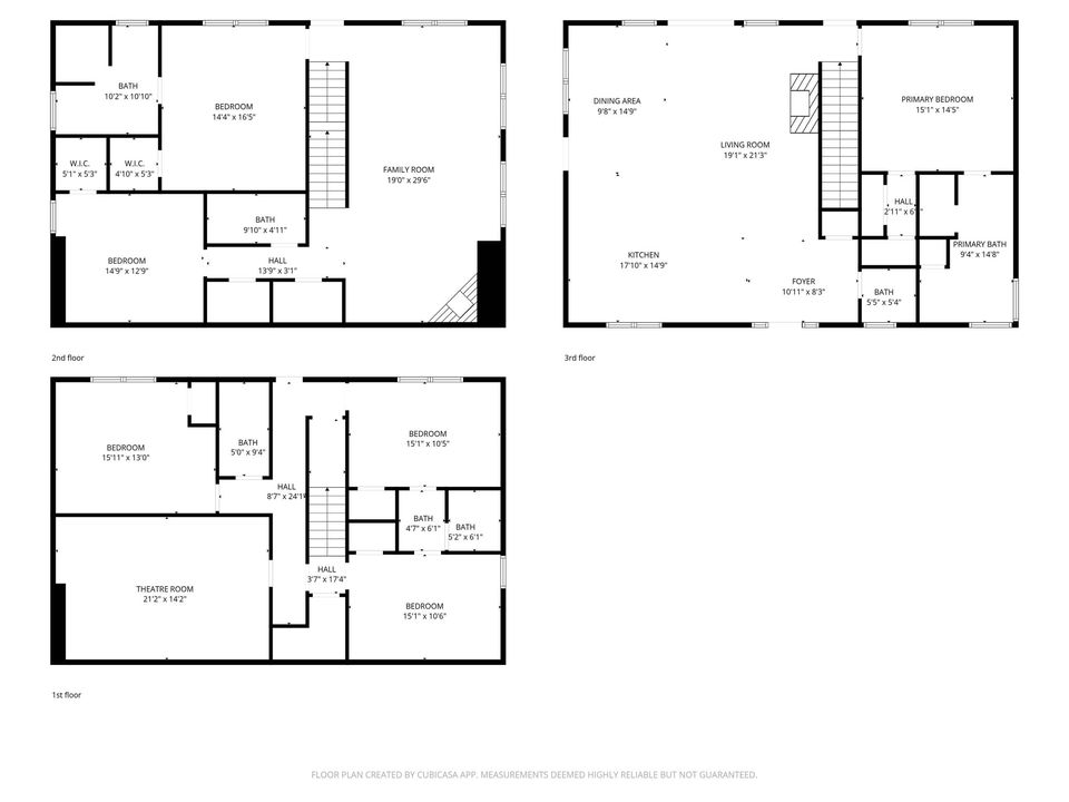 Floor plan of all three levels